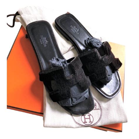 hermes sandals with fur|Hermes sandals women black.